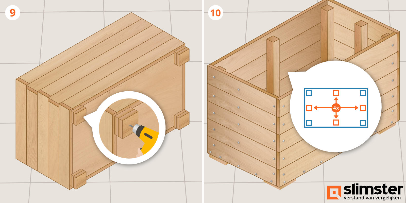 Houten plantenbak maken stap 9/10
